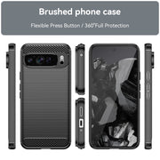 For Google Pixel 9 Pro XL Brushed Texture Carbon Fiber TPU Phone Case(Black)