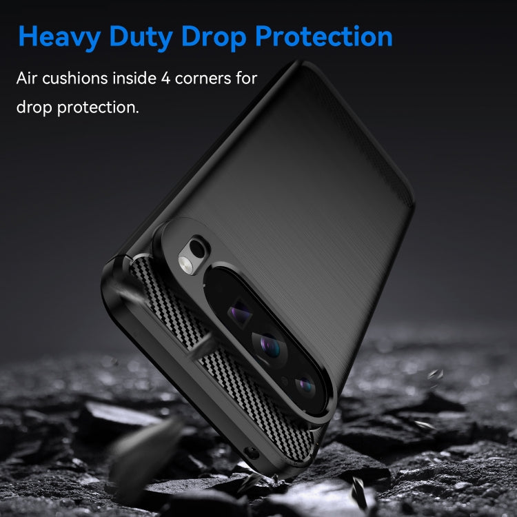 For Google Pixel 9 Pro XL Brushed Texture Carbon Fiber TPU Phone Case(Black)