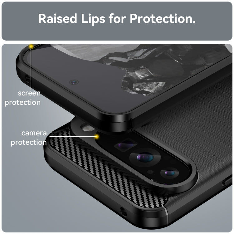 For Google Pixel 9 Pro XL Brushed Texture Carbon Fiber TPU Phone Case(Black)