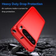 For Google Pixel 9 Pro XL Brushed Texture Carbon Fiber TPU Phone Case(Red)