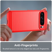 For Google Pixel 9 Pro XL Brushed Texture Carbon Fiber TPU Phone Case(Red)