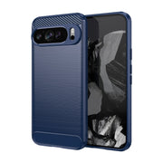 For Google Pixel 9 Pro XL Carbon Fiber Brushed Texture TPU Phone Case(Blue)