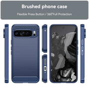 For Google Pixel 9 Pro XL Carbon Fiber Brushed Texture TPU Phone Case(Blue)