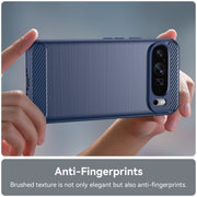 For Google Pixel 9 Pro XL Carbon Fiber Brushed Texture TPU Phone Case(Blue)