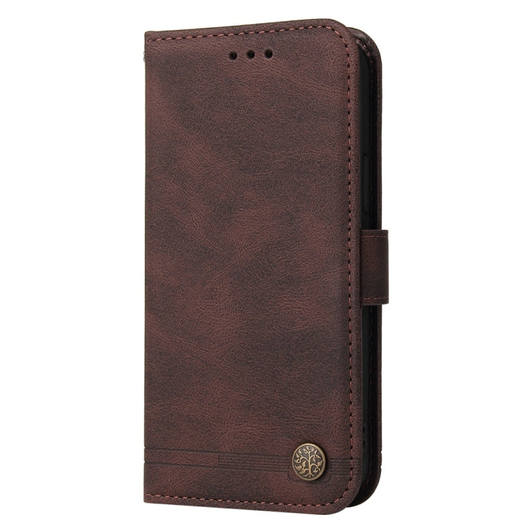 For Redmi K70 Ultra Skin Feel Life Tree Metal Button Leather Phone Case(Brown)