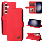 For Samsung Galaxy S25 5G Skin Feel Life Tree Metal Button Leather Phone Case(Red)