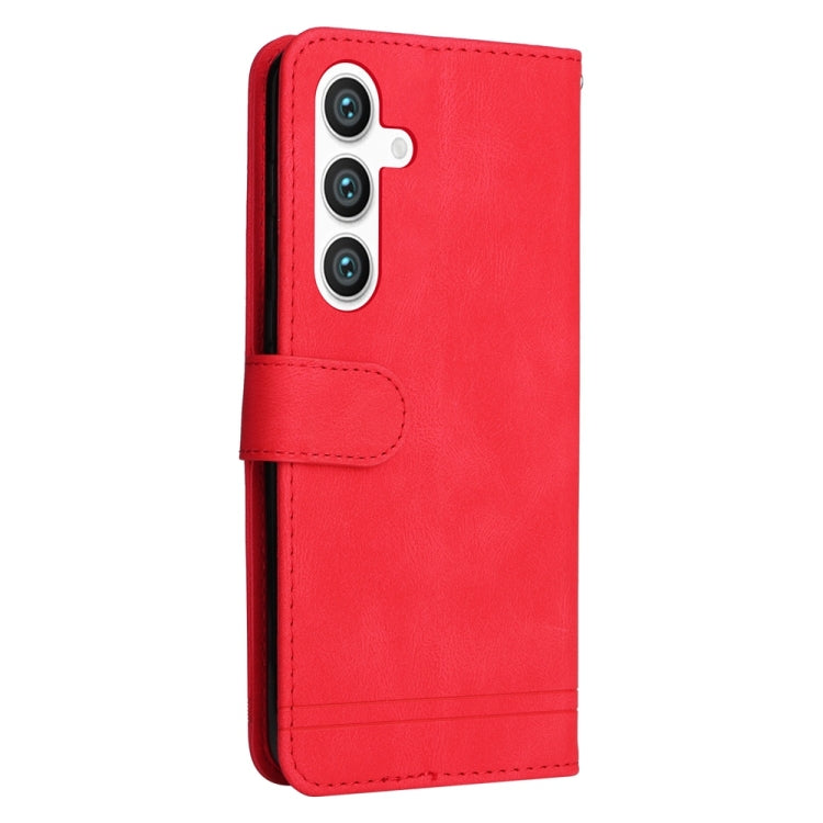 For Samsung Galaxy S25 5G Skin Feel Life Tree Metal Button Leather Phone Case(Red)