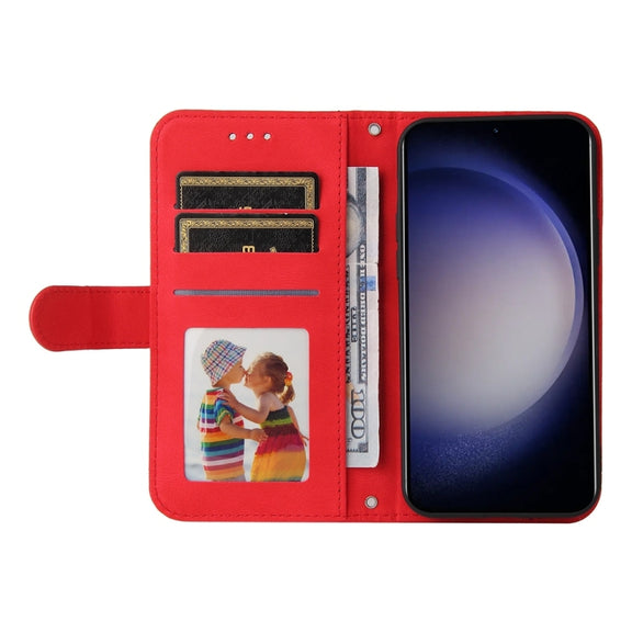 For Samsung Galaxy S25 5G Skin Feel Life Tree Metal Button Leather Phone Case(Red)