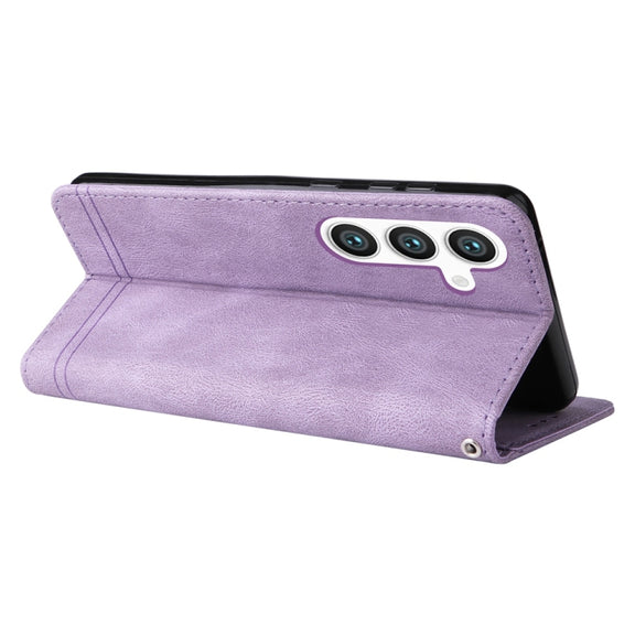 For Samsung Galaxy S25 5G Skin Feel Life Tree Metal Button Leather Phone Case(Purple)