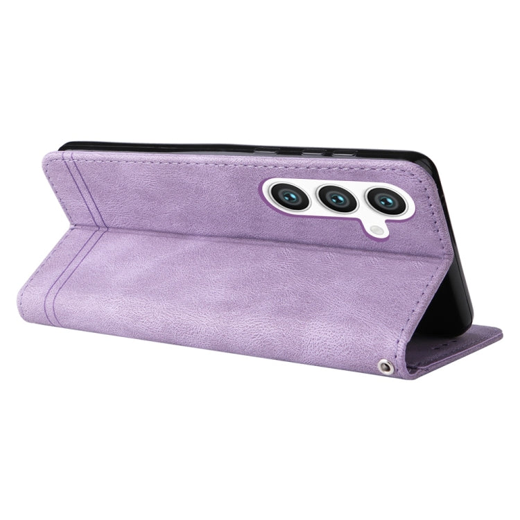 For Samsung Galaxy S25 5G Skin Feel Life Tree Metal Button Leather Phone Case(Purple)