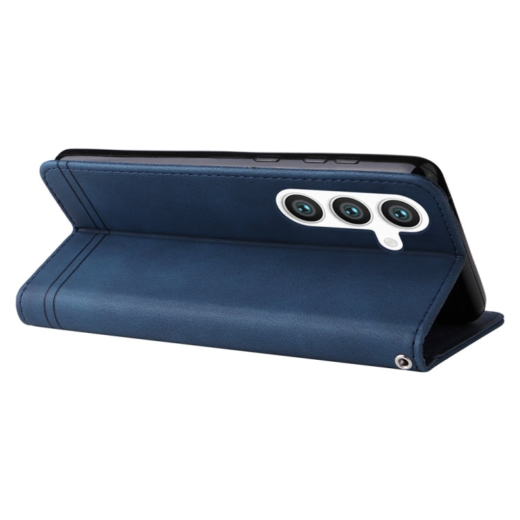 For Samsung Galaxy S25 5G Skin Feel Life Tree Metal Button Leather Phone Case(Blue)