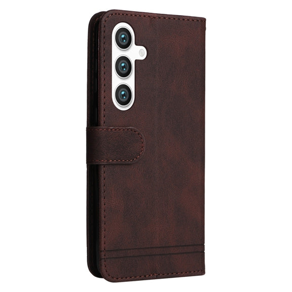 For Samsung Galaxy S25+ 5G Skin Feel Life Tree Metal Button Leather Phone Case(Brown)