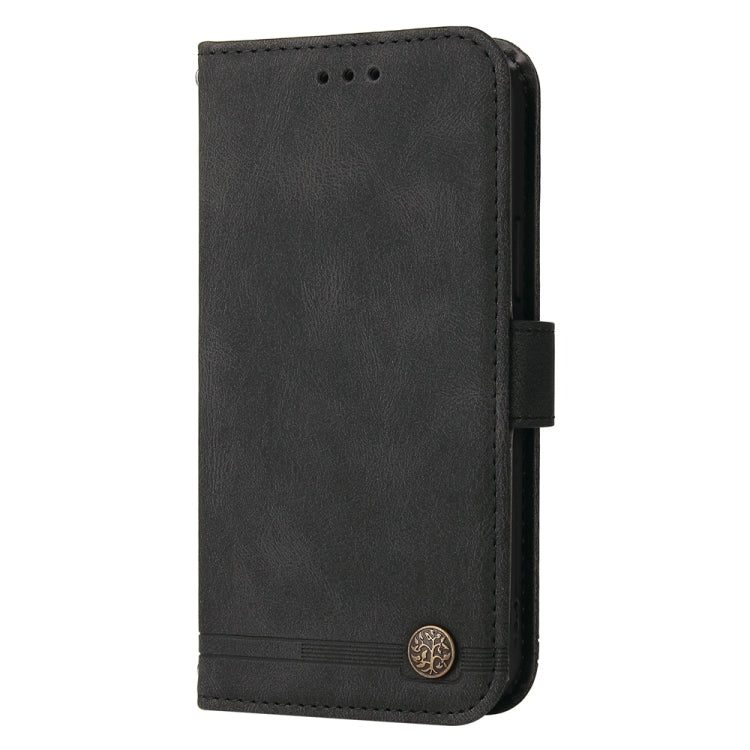 For Samsung Galaxy S25+ 5G Skin Feel Life Tree Metal Button Leather Phone Case(Black)