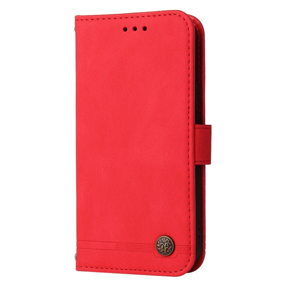 For Samsung Galaxy S25 Ultra 5G Skin Feel Life Tree Metal Button Leather Phone Case(Red)