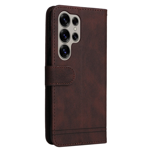 For Samsung Galaxy S25 Ultra 5G Skin Feel Life Tree Metal Button Leather Phone Case(Brown)