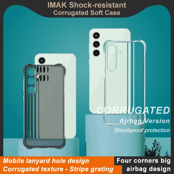 For Samsung Galaxy S24 FE 5G IMAK Corrugated Texture Airbag TPU Phone Case(Transparent Black)