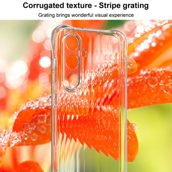 For Samsung Galaxy S24 FE 5G IMAK Corrugated Texture Airbag TPU Phone Case(Transparent Black)