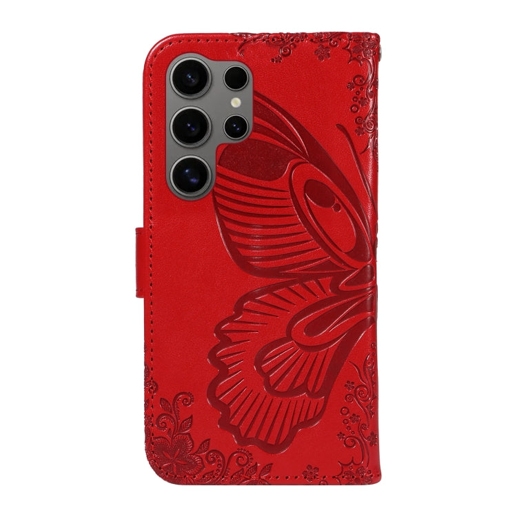 For Samsung Galaxy S25 Ultra 5G Swallowtail Butterfly Embossed Leather Phone Case(Red)