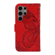 For Samsung Galaxy S25 Ultra 5G Swallowtail Butterfly Embossed Leather Phone Case(Red)