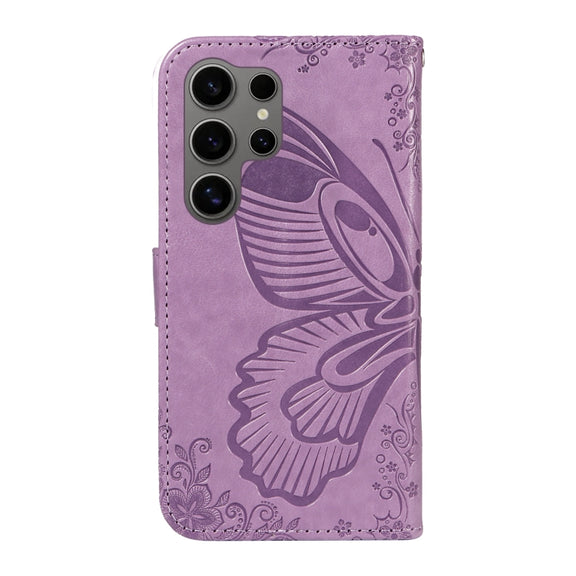 For Samsung Galaxy S25 Ultra 5G Swallowtail Butterfly Embossed Leather Phone Case(Purple)
