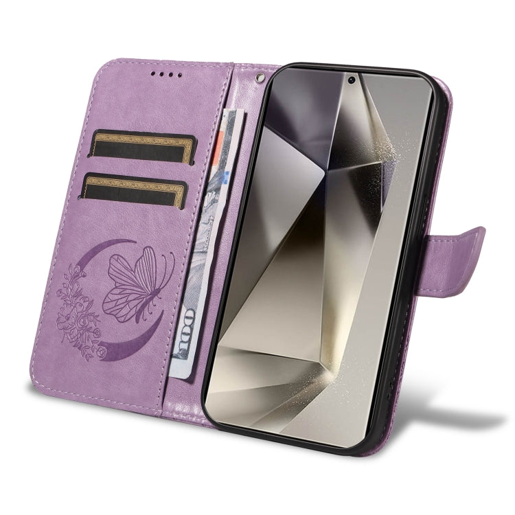 For Samsung Galaxy S25 Ultra 5G Swallowtail Butterfly Embossed Leather Phone Case(Purple)