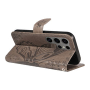 For Samsung Galaxy S25 Ultra 5G Swallowtail Butterfly Embossed Leather Phone Case(Grey)