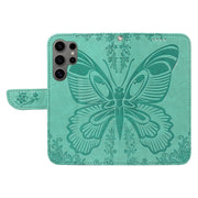 For Samsung Galaxy S25 Ultra 5G Swallowtail Butterfly Embossed Leather Phone Case(Green)