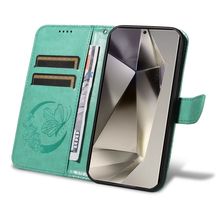 For Samsung Galaxy S25 Ultra 5G Swallowtail Butterfly Embossed Leather Phone Case(Green)