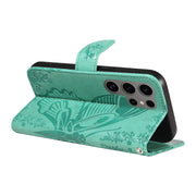 For Samsung Galaxy S25 Ultra 5G Swallowtail Butterfly Embossed Leather Phone Case(Green)