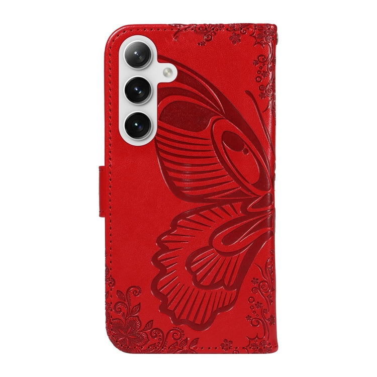 For Samsung Galaxy S25 / S24 5G Swallowtail Butterfly Embossed Leather Phone Case(Red)