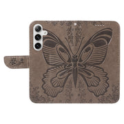 For Samsung Galaxy S25 / S24 5G Swallowtail Butterfly Embossed Leather Phone Case(Grey)