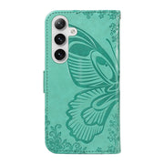 For Samsung Galaxy S25 / S24 5G Swallowtail Butterfly Embossed Leather Phone Case(Green)
