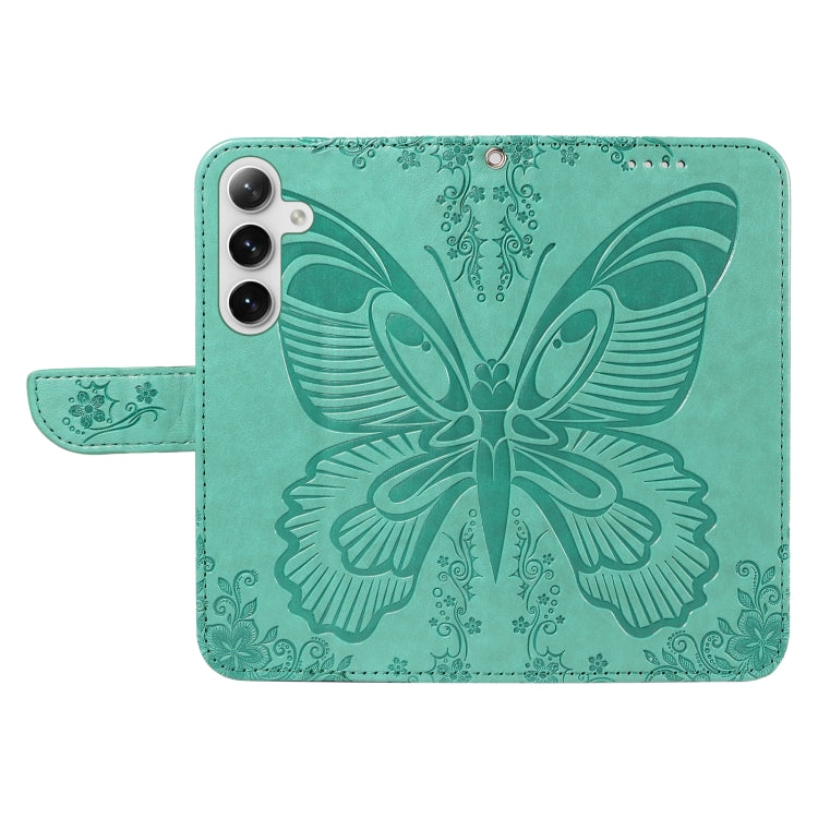 For Samsung Galaxy S25 / S24 5G Swallowtail Butterfly Embossed Leather Phone Case(Green)