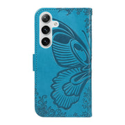 For Samsung Galaxy S25+ / S24+ 5G Swallowtail Butterfly Embossed Leather Phone Case(Blue)
