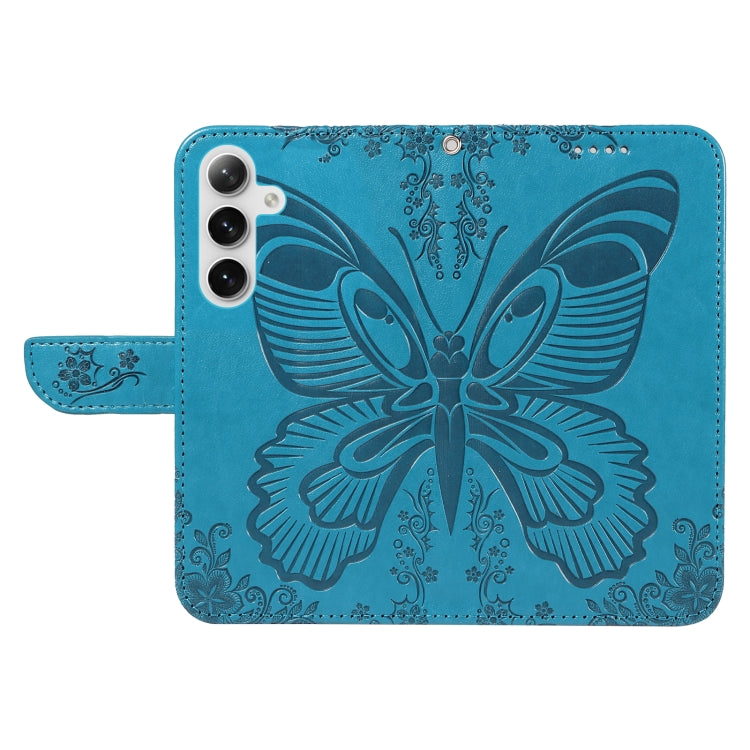For Samsung Galaxy S25+ / S24+ 5G Swallowtail Butterfly Embossed Leather Phone Case(Blue)