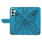 For Samsung Galaxy S25+ / S24+ 5G Swallowtail Butterfly Embossed Leather Phone Case(Blue)