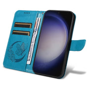 For Samsung Galaxy S25+ / S24+ 5G Swallowtail Butterfly Embossed Leather Phone Case(Blue)
