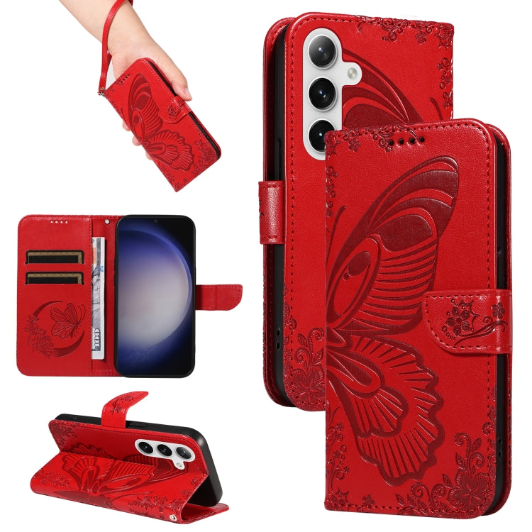 For Samsung Galaxy S25+ / S24+ 5G Swallowtail Butterfly Embossed Leather Phone Case(Red)