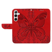 For Samsung Galaxy S25+ / S24+ 5G Swallowtail Butterfly Embossed Leather Phone Case(Red)