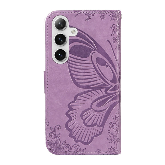 For Samsung Galaxy S25+ / S24+ 5G Swallowtail Butterfly Embossed Leather Phone Case(Purple)