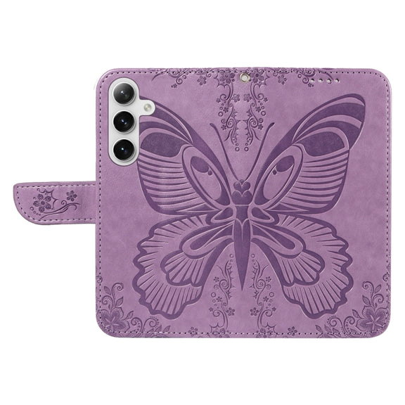 For Samsung Galaxy S25+ / S24+ 5G Swallowtail Butterfly Embossed Leather Phone Case(Purple)