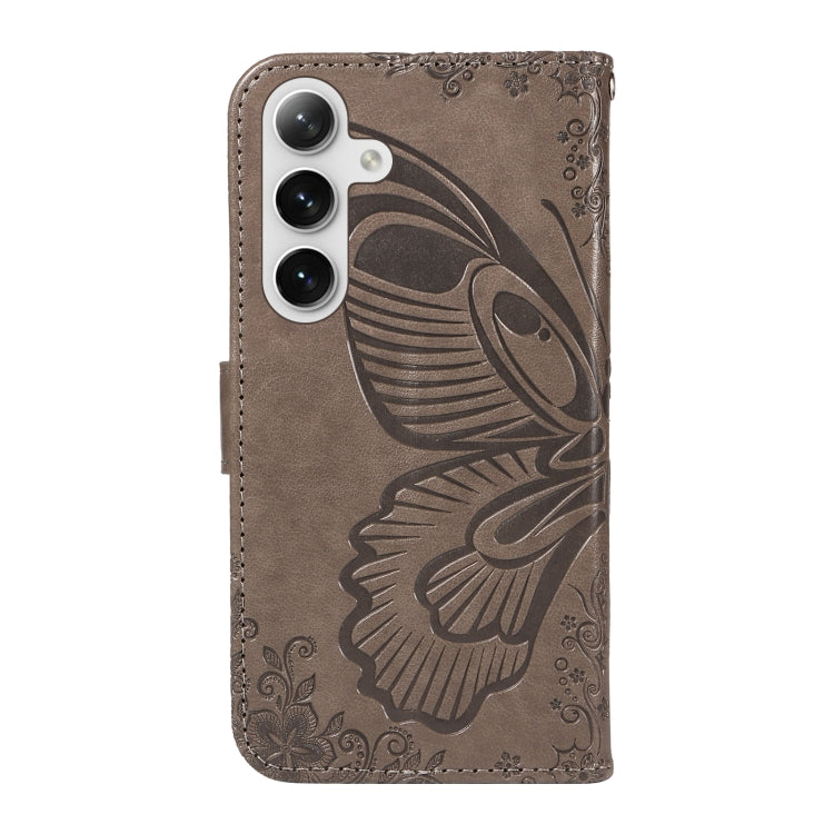For Samsung Galaxy S25+ / S24+ 5G Swallowtail Butterfly Embossed Leather Phone Case(Grey)