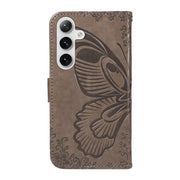 For Samsung Galaxy S25+ / S24+ 5G Swallowtail Butterfly Embossed Leather Phone Case(Grey)