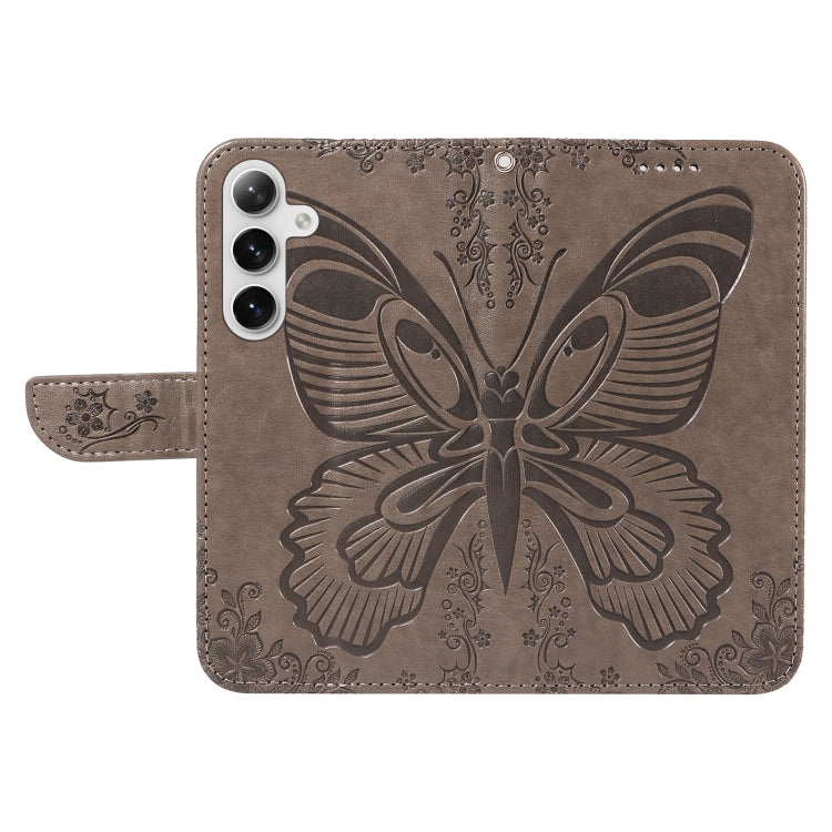 For Samsung Galaxy S25+ / S24+ 5G Swallowtail Butterfly Embossed Leather Phone Case(Grey)