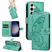 For Samsung Galaxy S25+ / S24+ 5G Swallowtail Butterfly Embossed Leather Phone Case(Green)