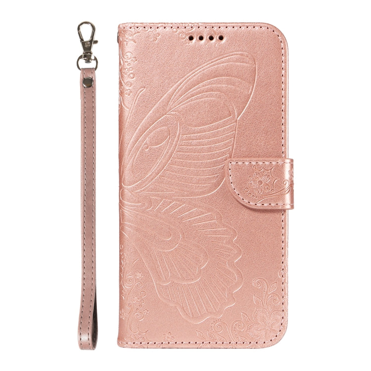 For Samsung Galaxy S25+ / S24+ 5G Swallowtail Butterfly Embossed Leather Phone Case(Rose Gold)