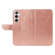 For Samsung Galaxy S25+ / S24+ 5G Swallowtail Butterfly Embossed Leather Phone Case(Rose Gold)