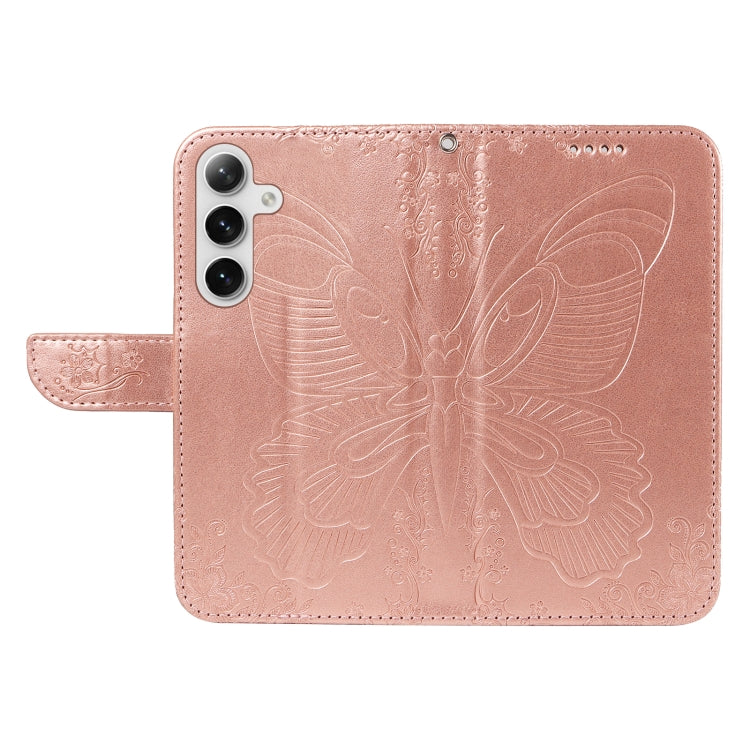 For Samsung Galaxy S25+ / S24+ 5G Swallowtail Butterfly Embossed Leather Phone Case(Rose Gold)