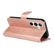 For Samsung Galaxy S25+ / S24+ 5G Swallowtail Butterfly Embossed Leather Phone Case(Rose Gold)