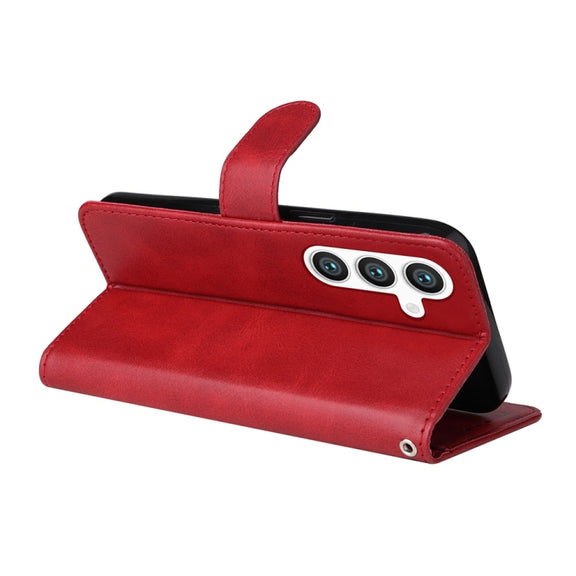 For Samsung Galaxy S25 5G Classic Calf Texture Flip Leather Phone Case(Red)